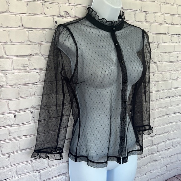 80’90’s sheer Swiss dotted blouse size medium The limited - Picture 3 of 6